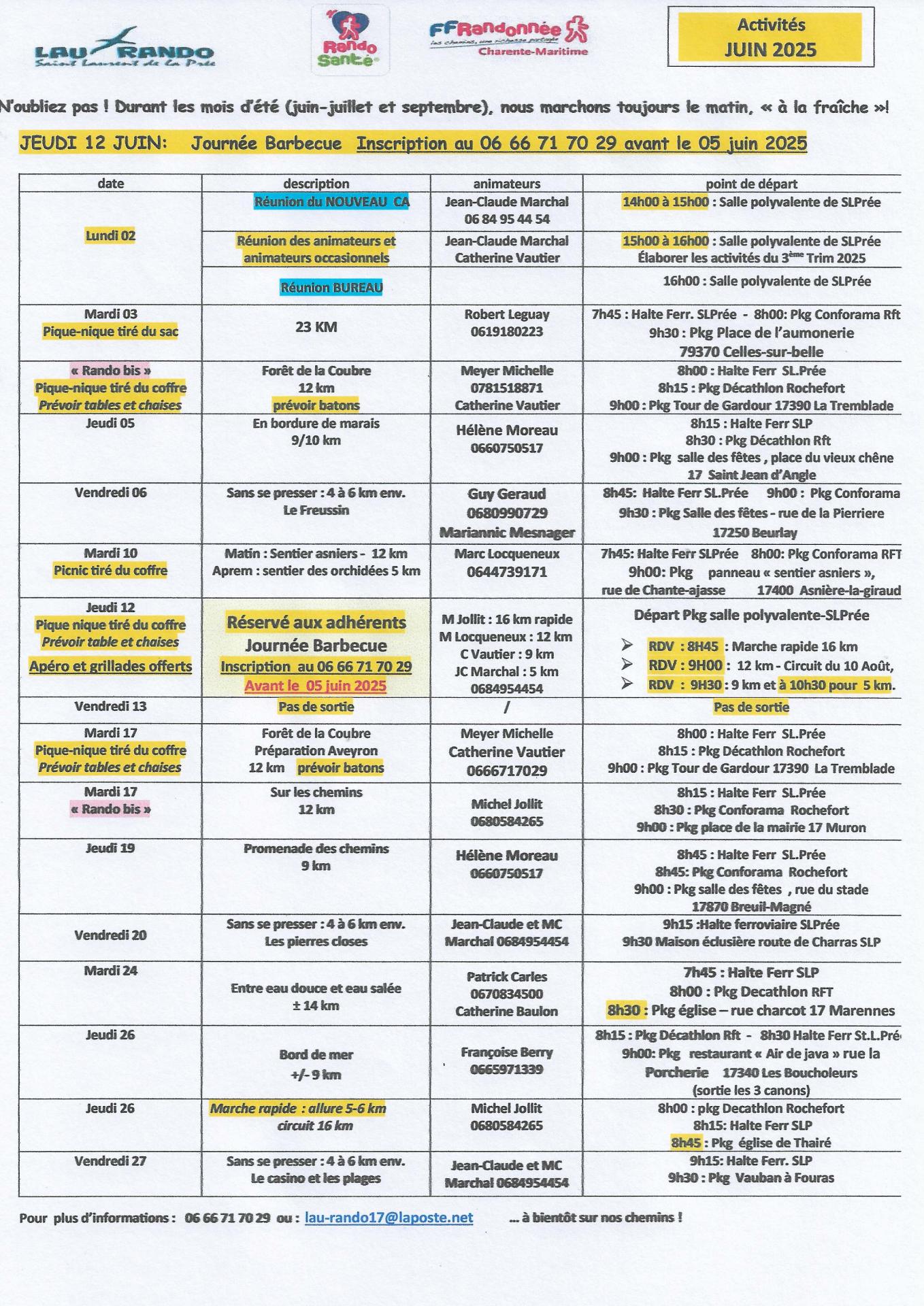 Activites juin 2026